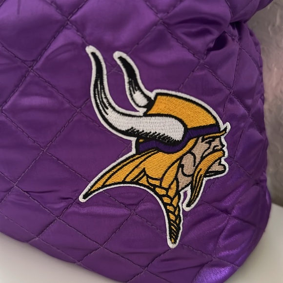 NWT Rare Minnesota Vikings Quilted Satin Tote Licensed Pro•FAN•ity NFL - Picture 3 of 11